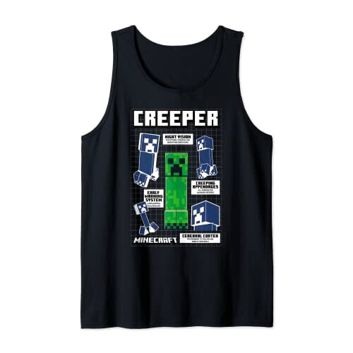 Débardeur Creeper - Minecraft - noir homme/femme