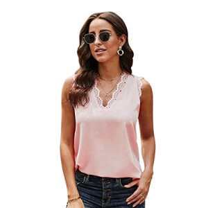Débardeur rose col en v femme
